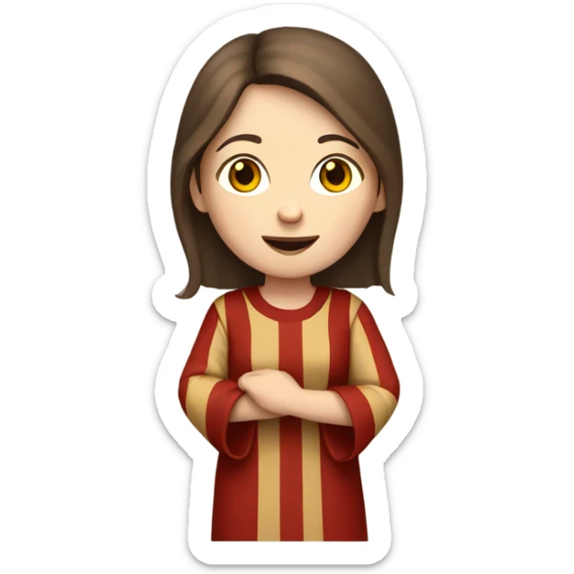 White woman with brown hair 11th century, with vertical red striped tunic sticker