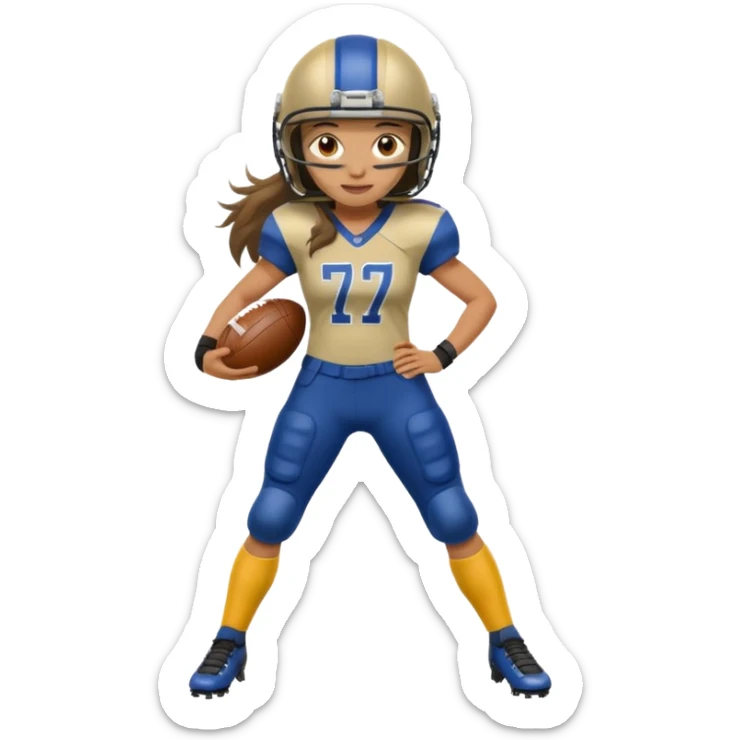 Long Haired Football Players, Female player, full body sticker