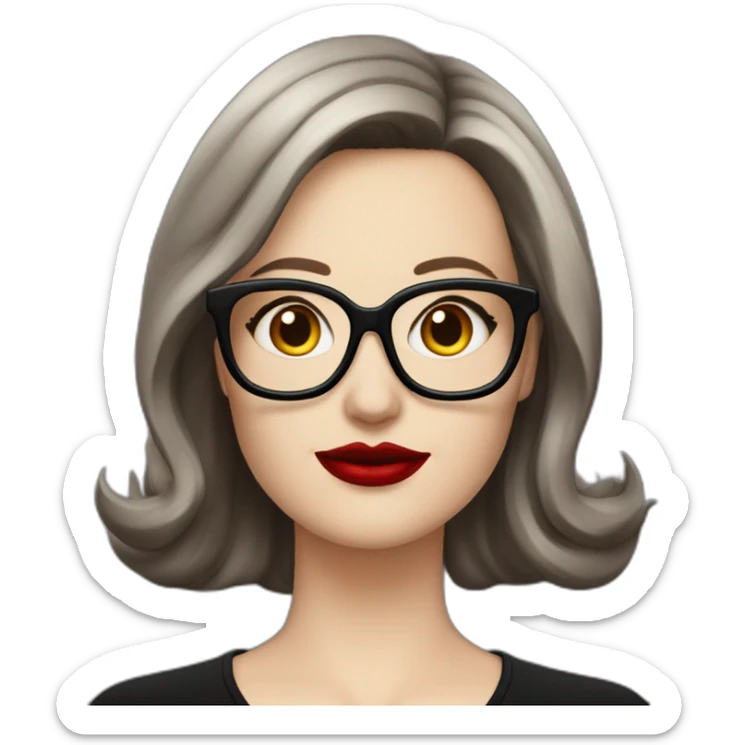 Caucasian-Mum-woman-goth-brown-hair-standing-wearing-glasses-red-lipstick-plus-size sticker