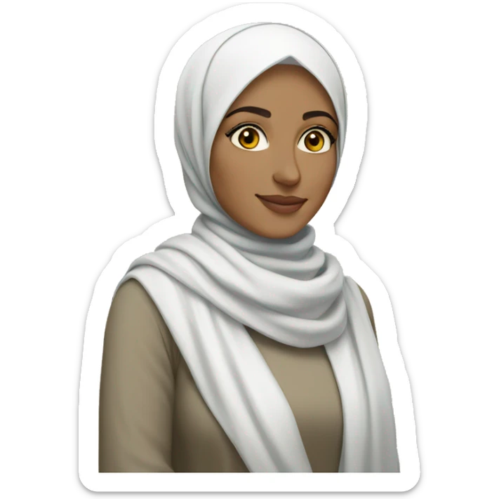 A white beautiful hijabi woman wearing a light color loose hijab sticker
