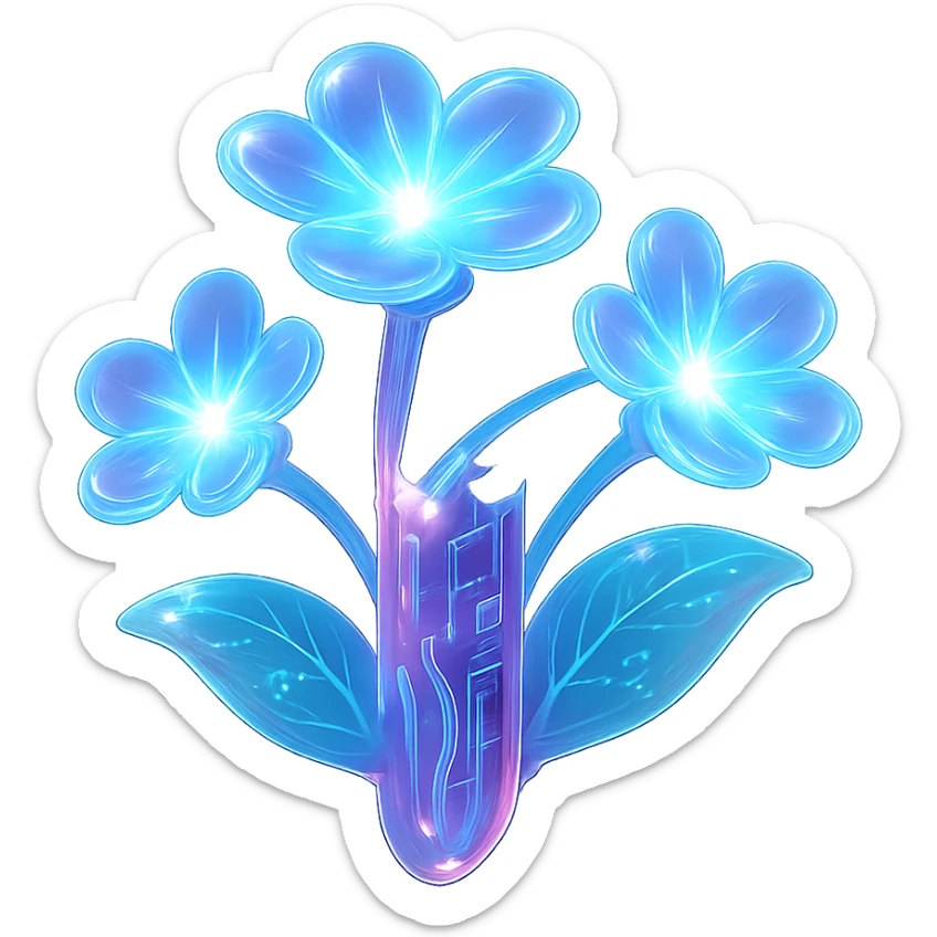 futuristic glowing flowers in a flower fantasy sticker