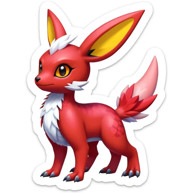  Cute Shiny Exotic Colorful Guilmon-Latias-Koraidon-Umbreon-Fakémon-hybrid-creature (full body)  sticker