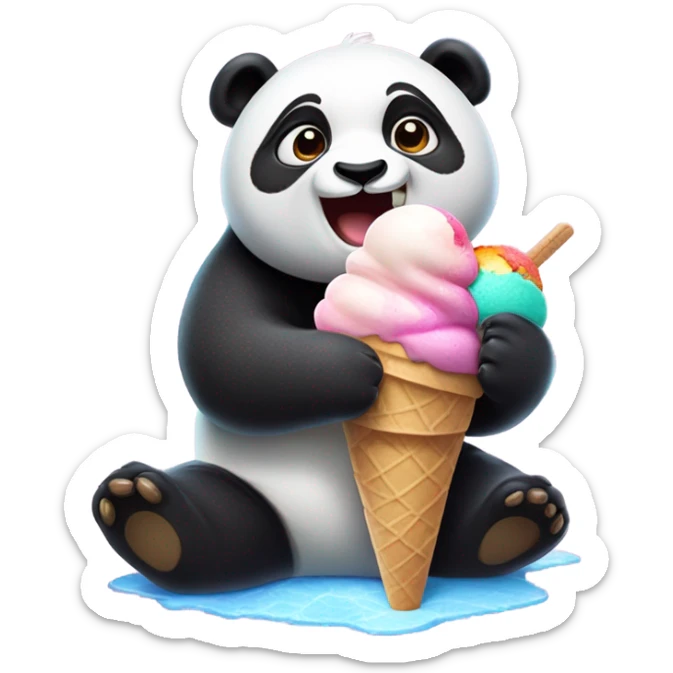 Panda eating ice cream sticker