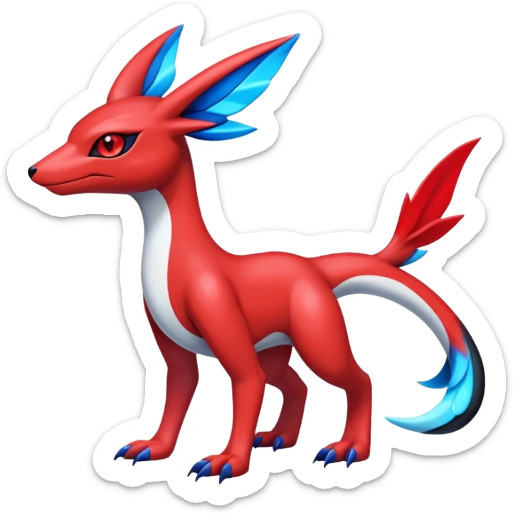  Cute Shiny Exotic Colorful Guilmon-Latias-Koraidon-Umbreon-Fakémon-hybrid-creature (full body)  sticker