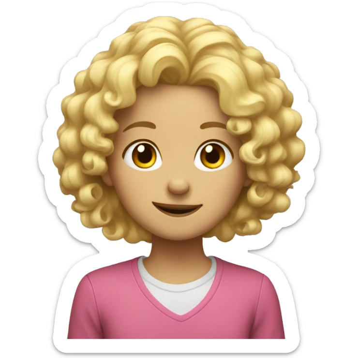 a blond girl with curls who is a little tired but also happy sticker