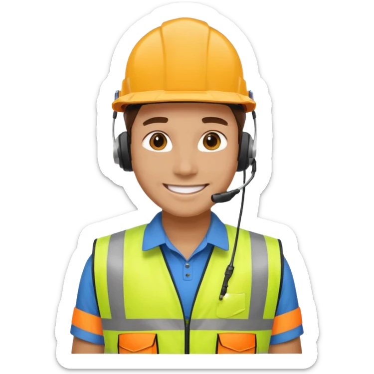 create a realistic emoji shwoing logistic worker whos in charge of the operation sticker