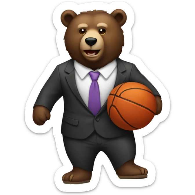 bear with suit and basketball sticker