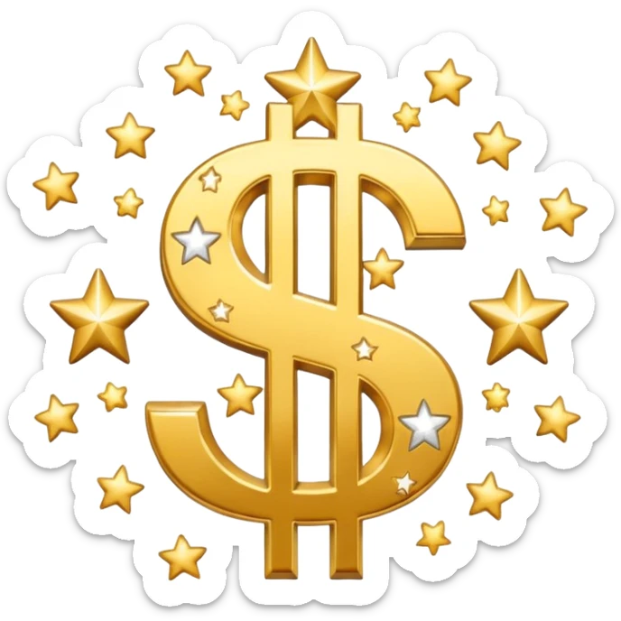 united states dollar sign with stars and hearts and sparkles sticker