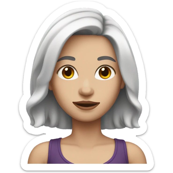 white woman with shoulder length dark purple hair sticker