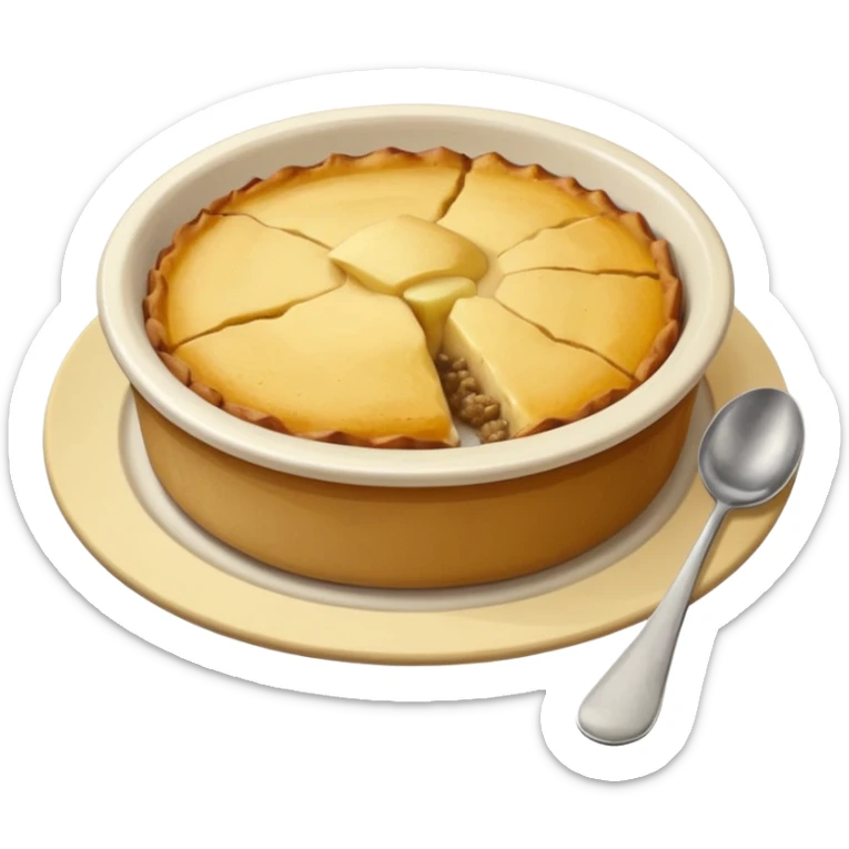 a deep dish plate with a yellowish food in it,  in a bit of small small lumps and very dry, small mountain. with a bit of applesauce on top on the side and a spoon sticking out sticker