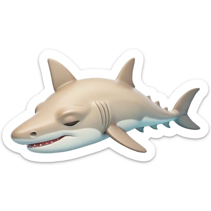 Meme-Worthy Cute Sleeping Hammerhead Shark Portrait Emoji, Head and body resting peacefully with a contented expression, showcasing its uniquely shaped hammerhead with closed, serene eyes and a relaxed, streamlined form, Simplified yet adorably endearing features, highly detailed, glowing with a soft, drowsy ocean light, high shine, relaxed and utterly lovable, stylized with an air of playful laziness, soft glowing outline, capturing the essence of a sleeping hammerhead that feels destined to become the next viral icon of adorable slumber! sticker