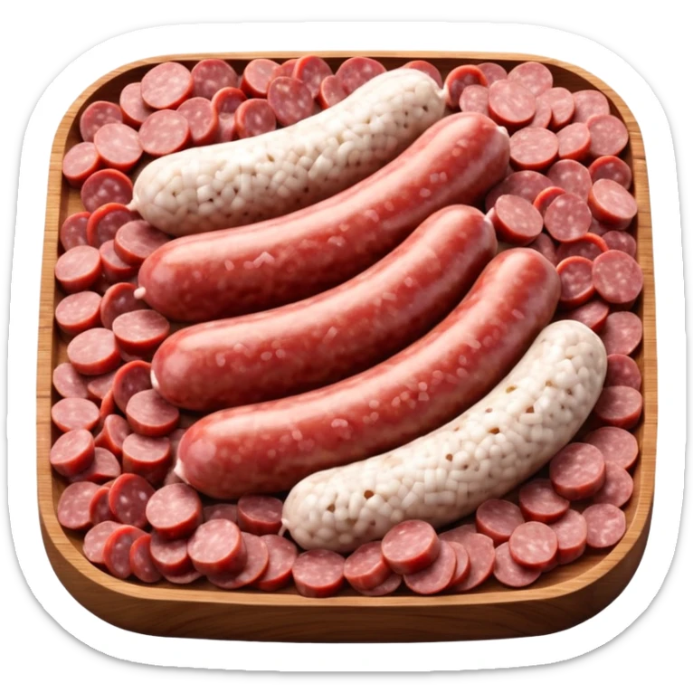 portion of raw sausage filling, coarse grind, pink-red meat, visible white fat, moist uneven texture, natural color variation, unprocessed look, clean 3D rendering, soft light, subtle shadow, no background elements, no anthropomorphic features, transparent background, emoji scale sticker