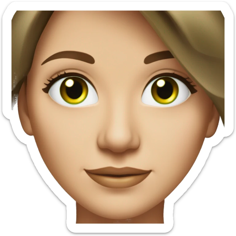 beautiful middle age caucasian woman with mid-length brown hair and bright green eyes sticker