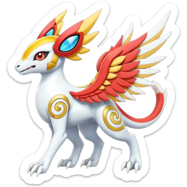 Meloetta-Latias-Koraidon-Peppercat-Wargreymon-Protogen-Pokémon-Digimon-Fakémon-fusion-hybrid-creature sticker