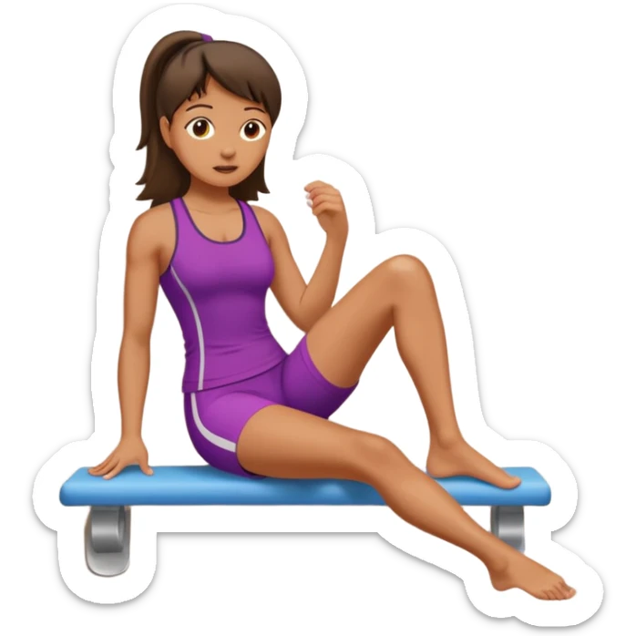 A women doing fot rehab, pressing her big toe against a wall  sticker