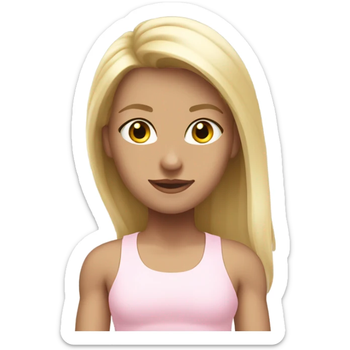Blonde white fitness girl in light pink clothes sticker