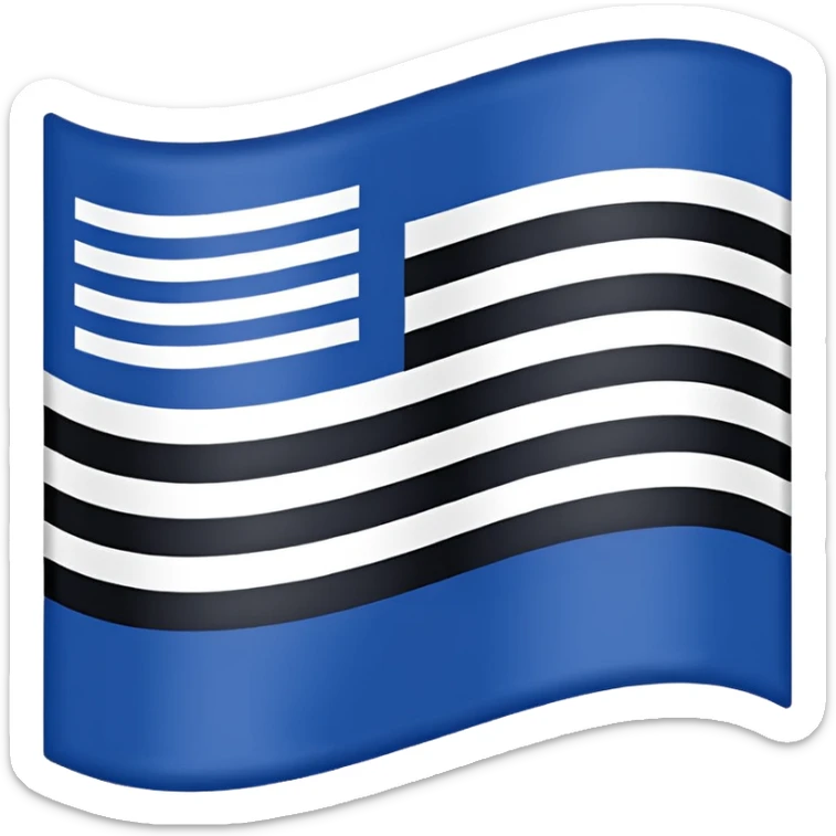 Bandera con tres líneas  arriba con azul oscuro el medio blanco y  abajo negro sticker