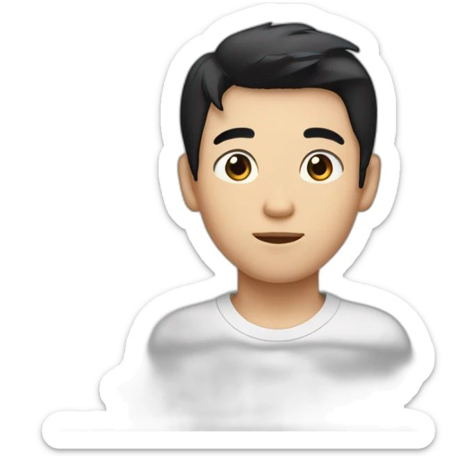 American born Taiwaness notsolonghair boy with a black hair and eyes like cat and a mole beside eyebrow sticker