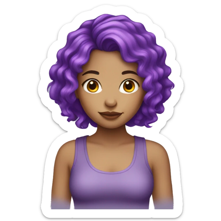 Light skin girl with purple hair  sticker