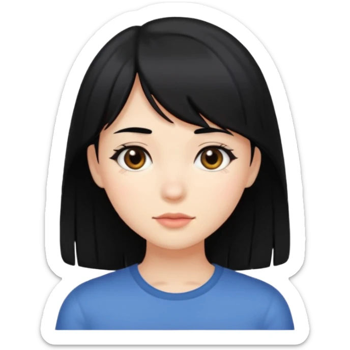 girl with black hair and side bangs sticker
