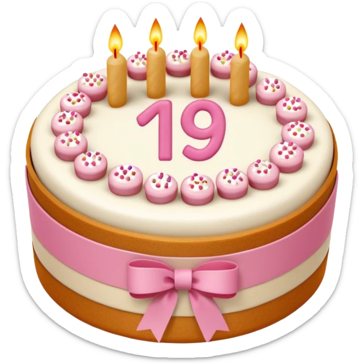 A round birthday bento cake in flesh color with the number sixteen on it.  sticker