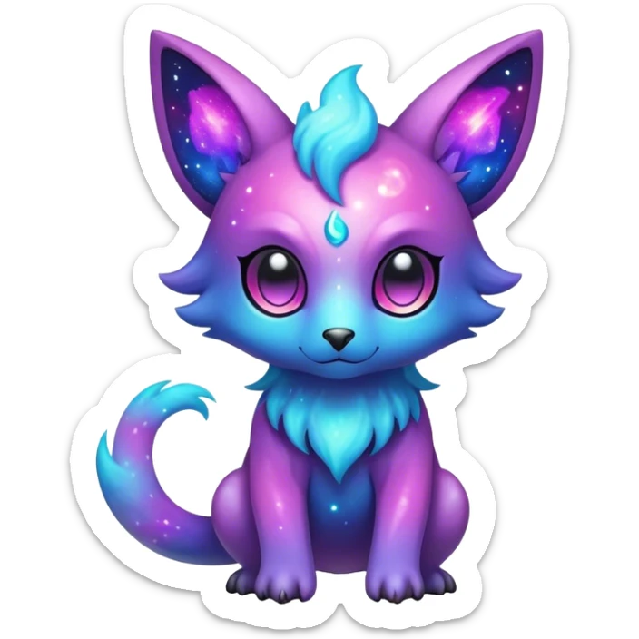 Cute cool colorful nebula fantasy animal hybrid Fakemon full body sticker
