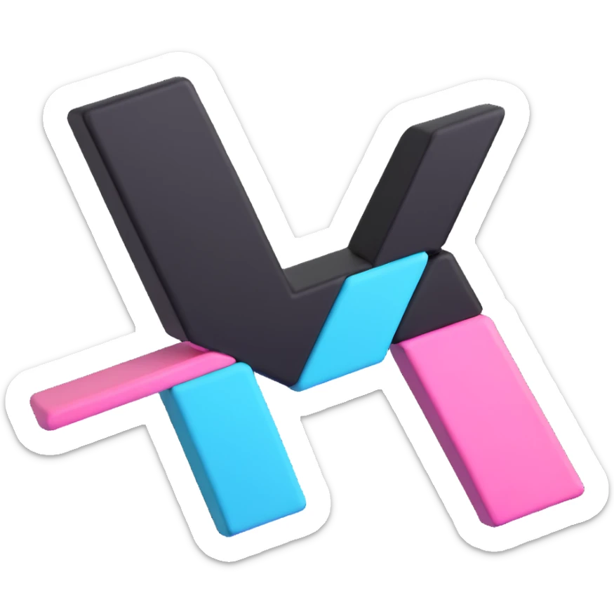 3D Discord role icon with a stylized T in TikTok colors black white cyan and pink, modern and clean, for Discord roles sticker