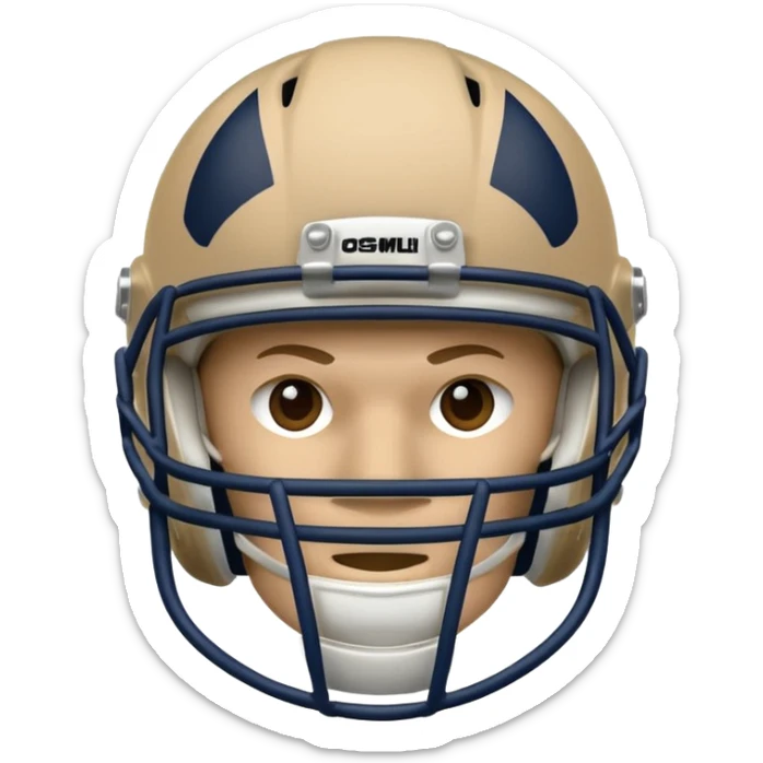 College football player helmet in light tan color  sticker