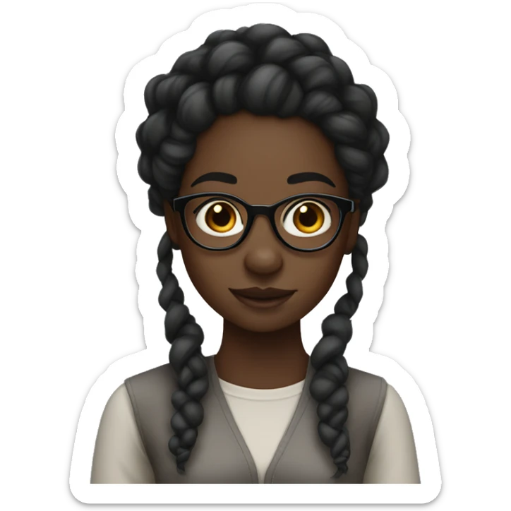 Pretty dark skin girl with glasses and twists on her hair sticker