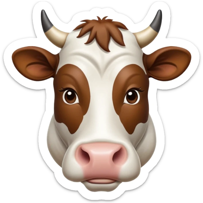 cinematic-noble-brown-and-white-cow-portrait-emoji,-poised-and-regal,-with-a-large,-sturdy-build-and-a-beautifully-patterned-hide-of-rich-brown-accented-by-crisp-white-patches,-deep-set-soulful-brown-eyes,-simplified-yet-sharp-and-sophisticated sticker
