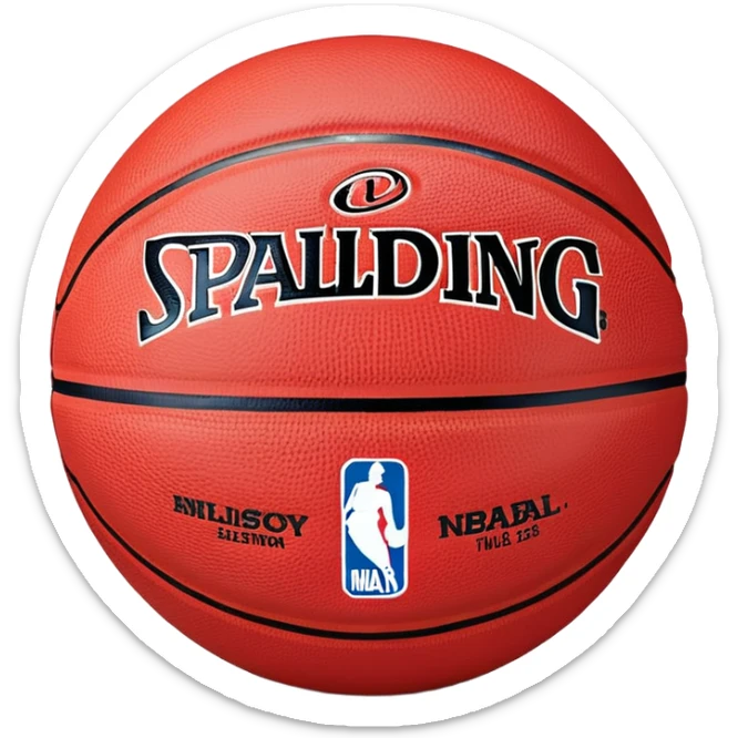 minimalist red Spalding basketball with simple NBA logo, few colorful lines, clean design sticker