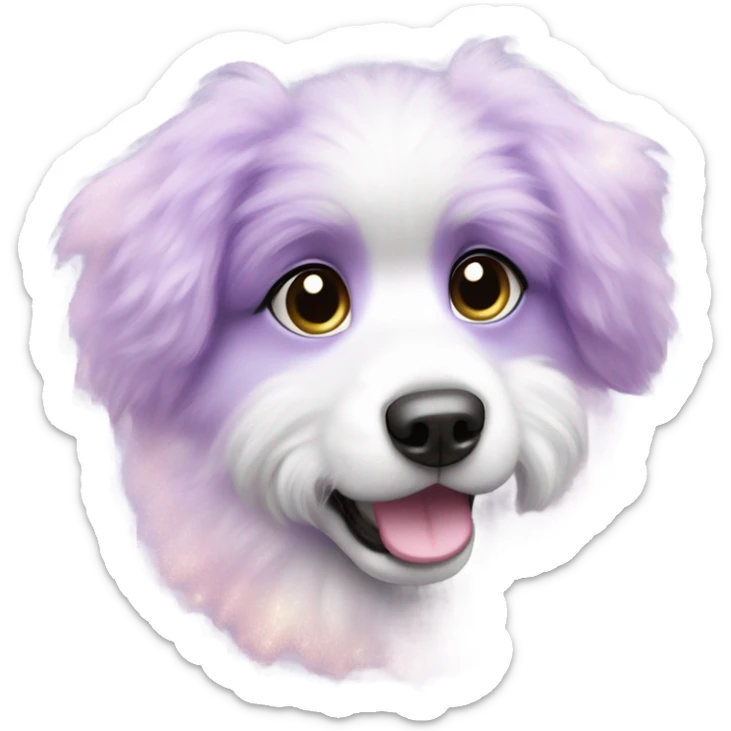 Kawaii cute gorgeous dog colorful sparkly bright light pastel lilac-pink-white-gradient fantasy ethereal fluffy fursona animal creature sticker