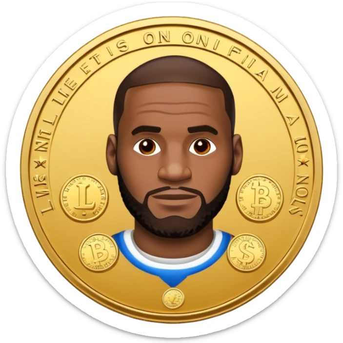 lebron james coin emoji   and text on the coin niggas in the sky  sticker