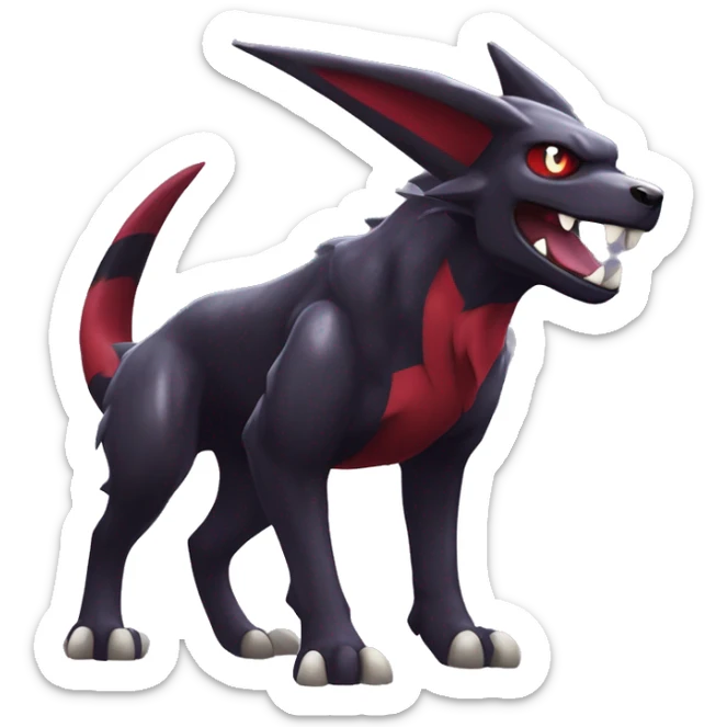 Black Cool Edgy Nargacuga-Houndoom-Garchomp Fakémon  with White and Red and purple and black Edgy markings sticker