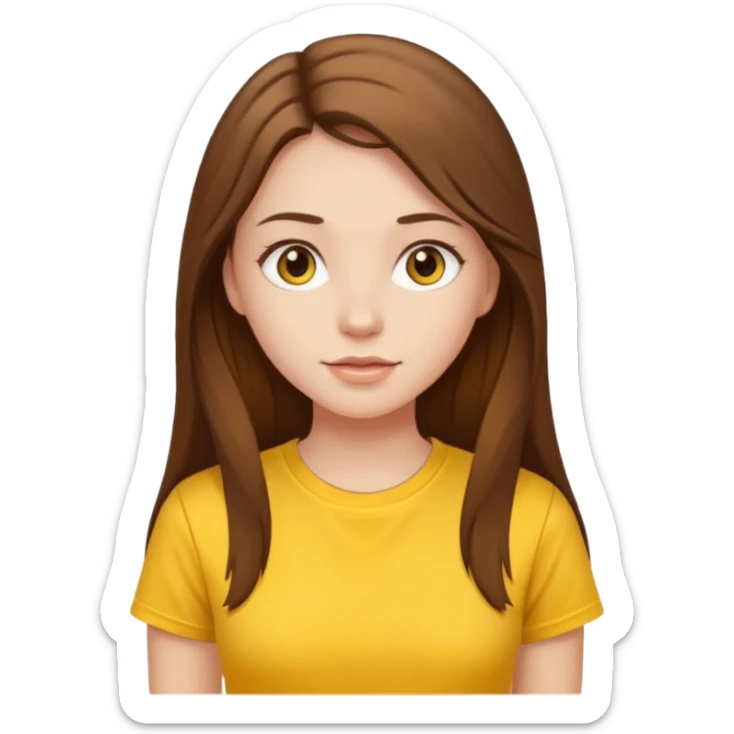 Beautiful girl with long hair in a yellow T-shirt sticker