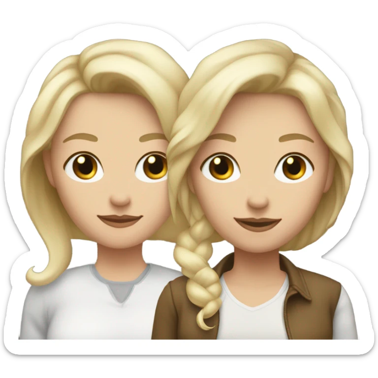 caucasian Lesbian couple, one blonde other dark haired both girls very pretty  sticker