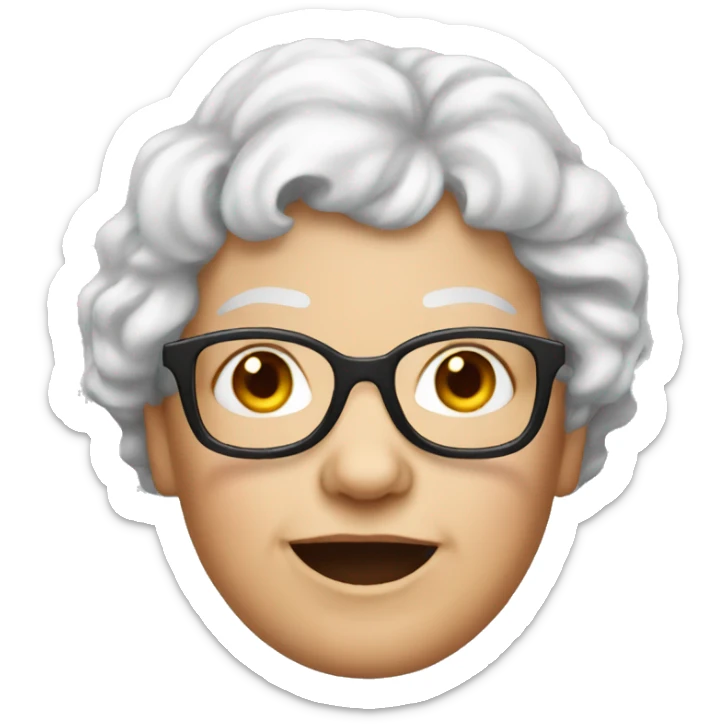 White Grandma emoji but with cat eye glasses and red wavy hair sticker