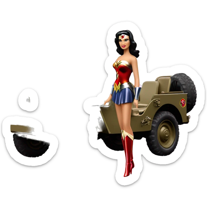  Barbie Diana Prince and Wonder woman’s 1945 Willys army jeep  sticker