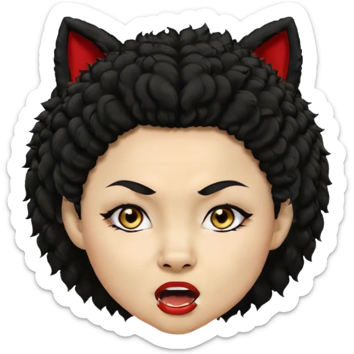 Create twitch emotes of various primary human emotions, dark brown eyes, of an confident afro-latina wrestler, look alike Ivy Satinee, with black afro hairs , with wolf ears,  sticker