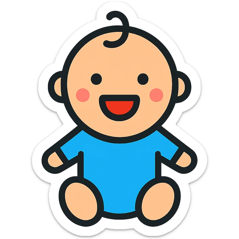 baby, lineal color outlined icon style, black outlines with gentle color fills, clean and professional look sticker