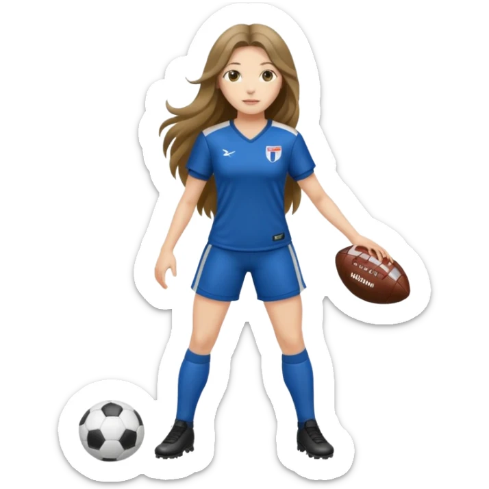 Long Haired Football Players, Female player, full body sticker