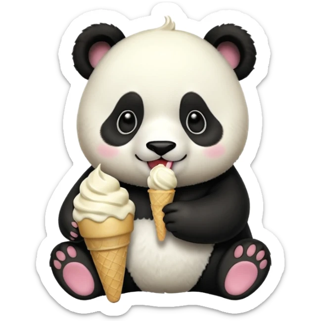Panda eating ice cream sticker