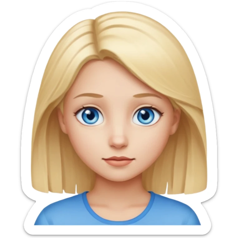 girl with blond hair eyes looking to the right   sticker