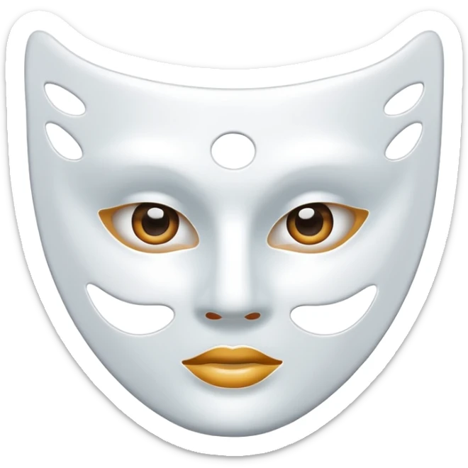 a sheet of white mask pack for face skincare beauty, except on the face, transpalent holes on eyes and mouth sticker