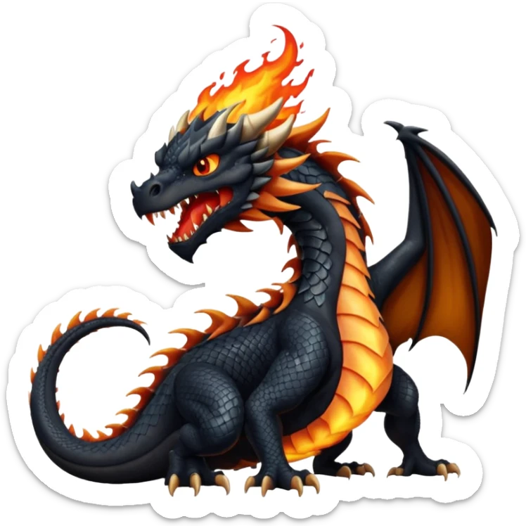 Angry black dragon sticker