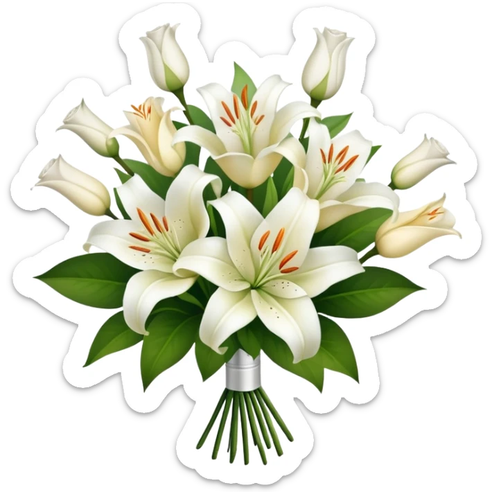 bouquet of lillie flowers and white roses sticker