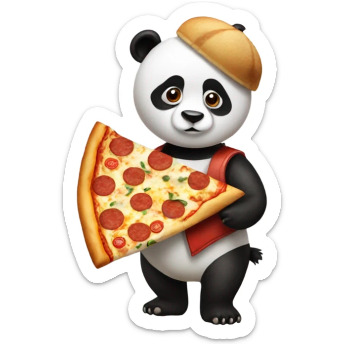 Panda con una pizza in mano sticker