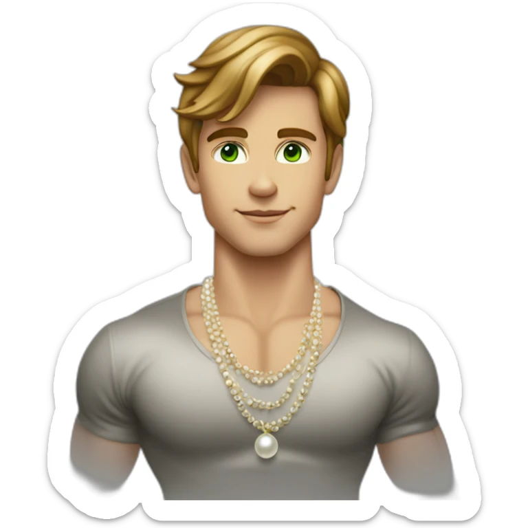 Posh-muscle-boy-with-pearl-necklace-and-green-eyes-and-brown-hair sticker