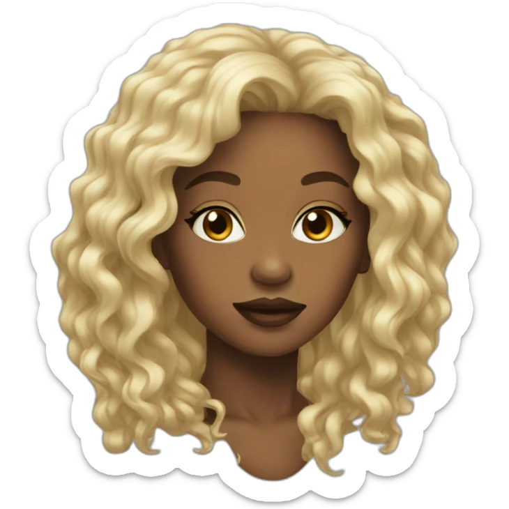 Young Black women lips long hair sticker