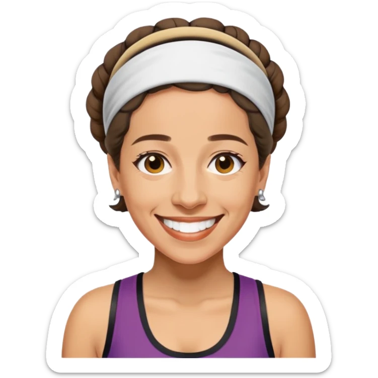 Hannah Arendt with a sporty headband and a big smile  sticker